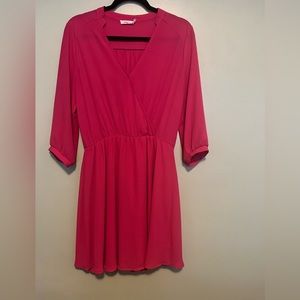 Lush Pink V-neck Dress